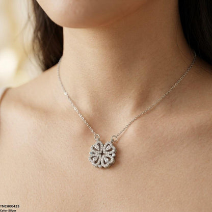 TNCH00423 TNR Stainless Steel Zircon Round Heart Necklace  - TNCH