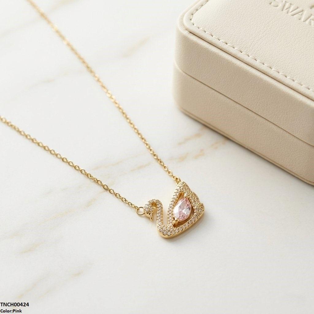 TNCH00424 TNR Stainless Steel Zircon Duck Necklace  - TNCH