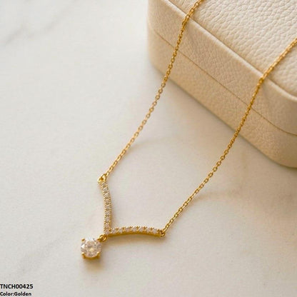 TNCH00425 TNR Stainless Steel Zircon Round Necklace  - TNCH