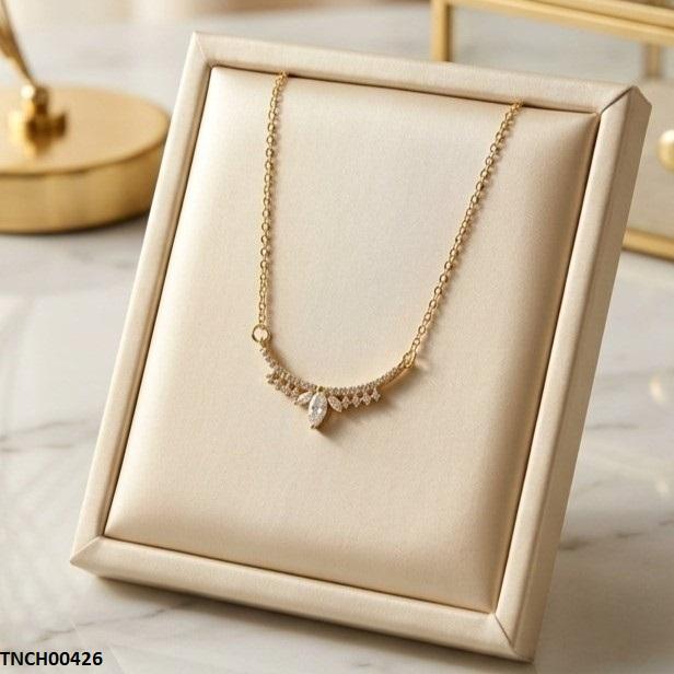 TNCH00426 TNR Stainless Steel Zircon Round Marquise Necklace  - TNCH