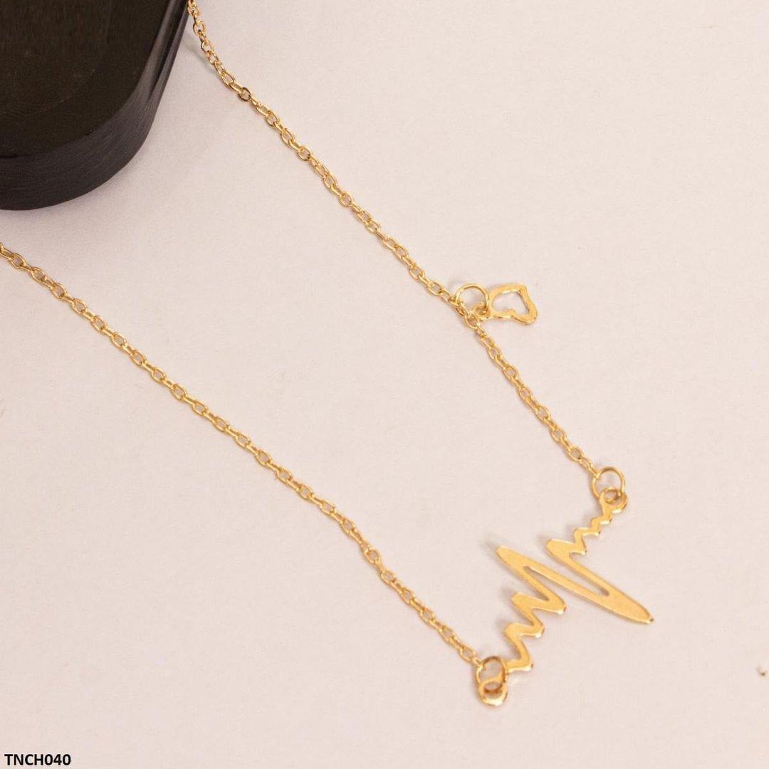 TNCH040 SGC Heart Wave Necklace