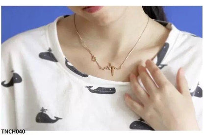 TNCH040 SGC Heart Wave Necklace
