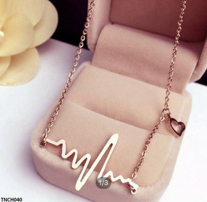 TNCH040 SGC Heart Wave Necklace