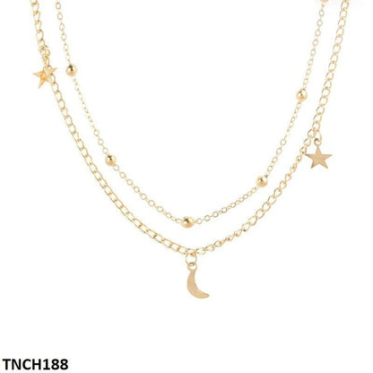 TNCH188 YYE Balls/Moons/Stars Curb Layered Necklace