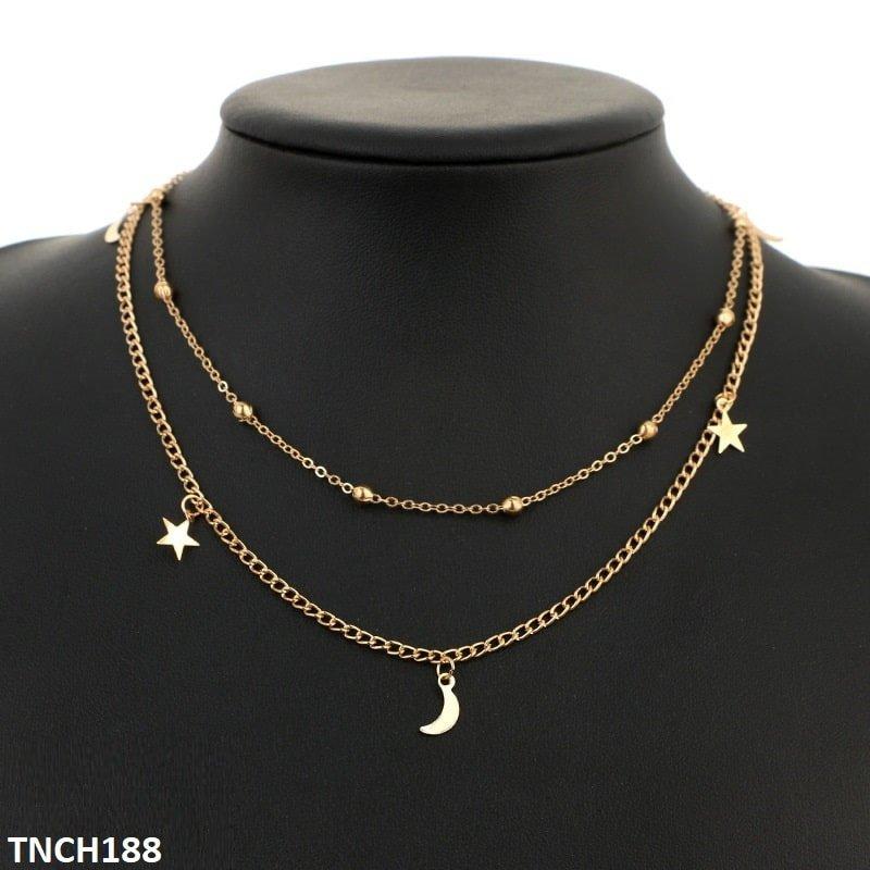 TNCH188 YYE Balls/Moons/Stars Curb Layered Necklace
