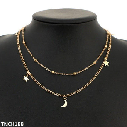 TNCH188 YYE Balls/Moons/Stars Curb Layered Necklace