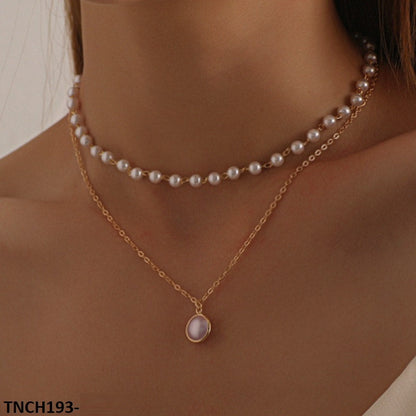 TNCH193 LQP Curb/Pearl Necklace