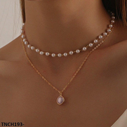 TNCH193 LQP Curb/Pearl Necklace