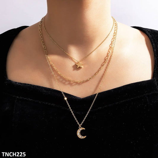 TNCH225 YYE Star/Moon Layered Necklace