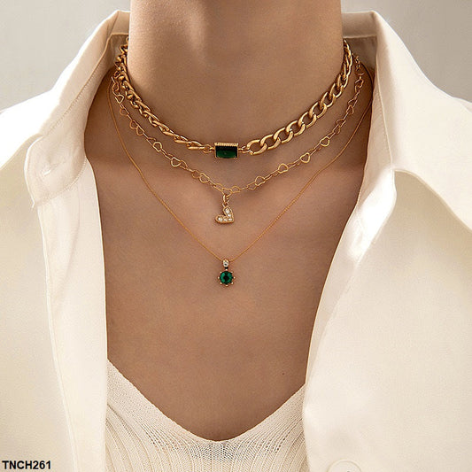 TNCH261 YYE Square/Heart Star Link Necklace
