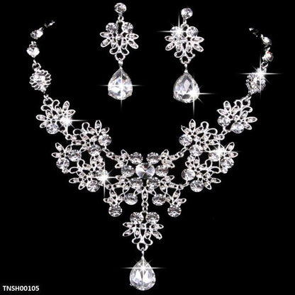 TNSH00105 LQP Flower Tear Drop Necklace Set  - TNSH