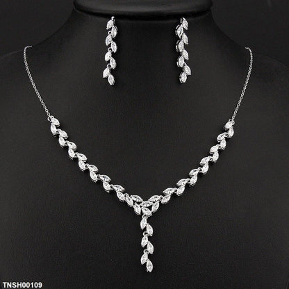 TNSH00109 BYJ Tear Stone Necklace Set - TNSH