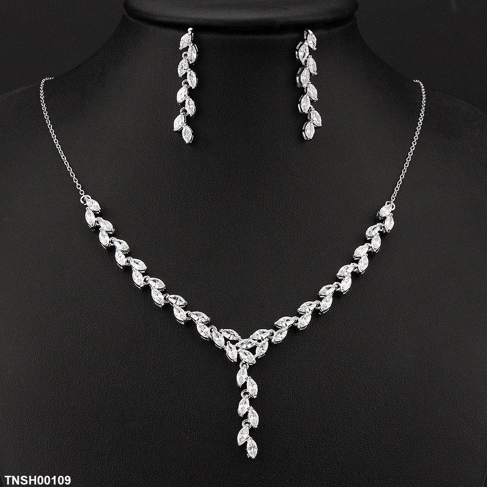 TNSH00109 BYJ Tear Stone Necklace Set - TNSH