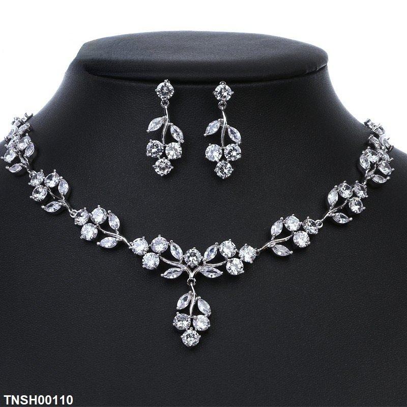 TNSH00110 BYJ Round/Tear Stone Necklace Set - TNSH