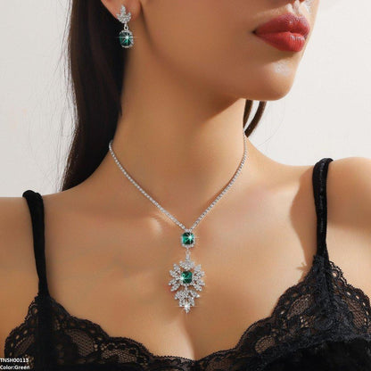 TNSH00113 YJJ Celestial Square Drop Necklace Set - TNSH