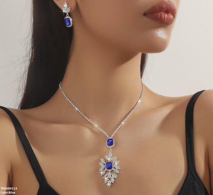TNSH00113 YJJ Celestial Square Drop Necklace Set - TNSH