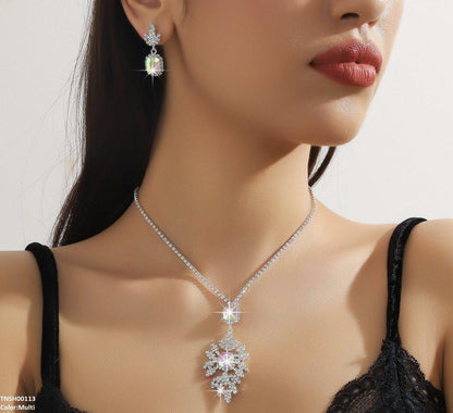 TNSH00113 YJJ Celestial Square Drop Necklace Set - TNSH