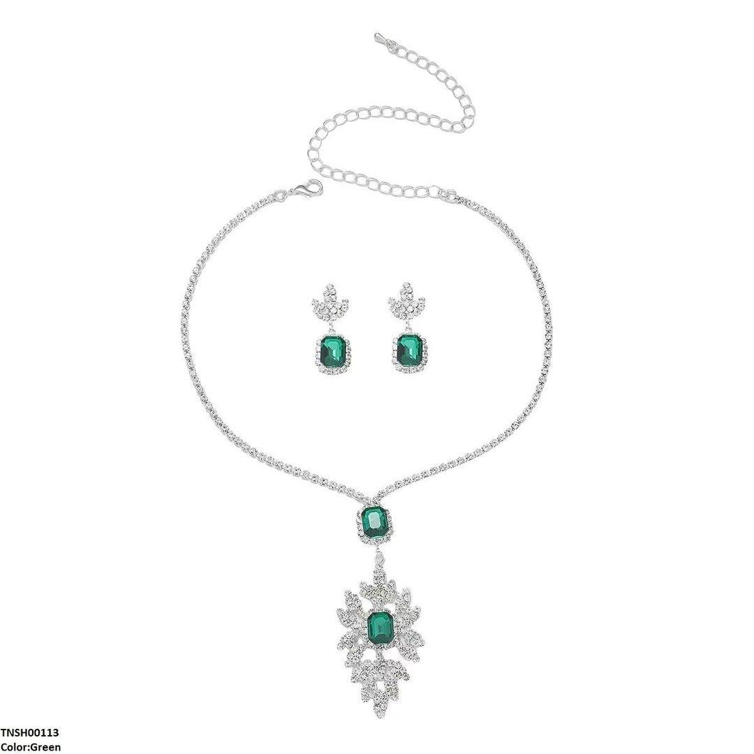 TNSH00113 YJJ Celestial Square Drop Necklace Set - TNSH