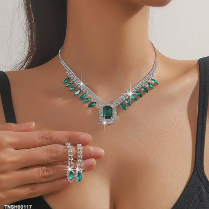 TNSH00117 YJJ Rectangle Marquise Necklace Set - TNSH