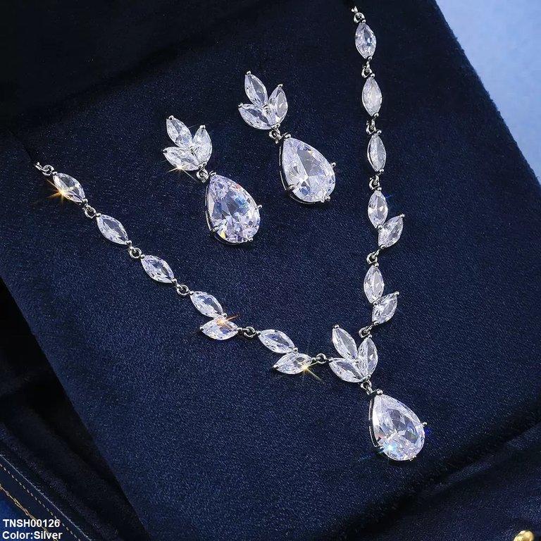TNSH00126 CSH Marquise Tear Drop Necklace Set - TNSH