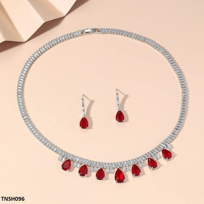 TNSH096 DNG Baguette Tear Necklace Set
