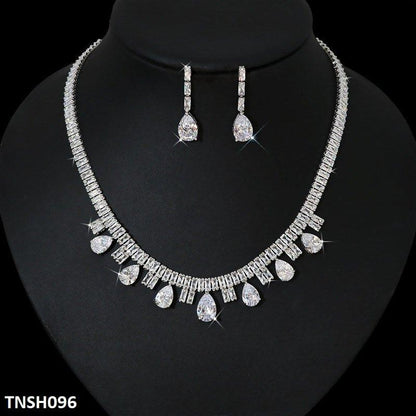 TNSH096 DNG Baguette Tear Necklace Set