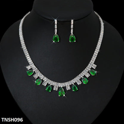 TNSH096 DNG Baguette Tear Necklace Set