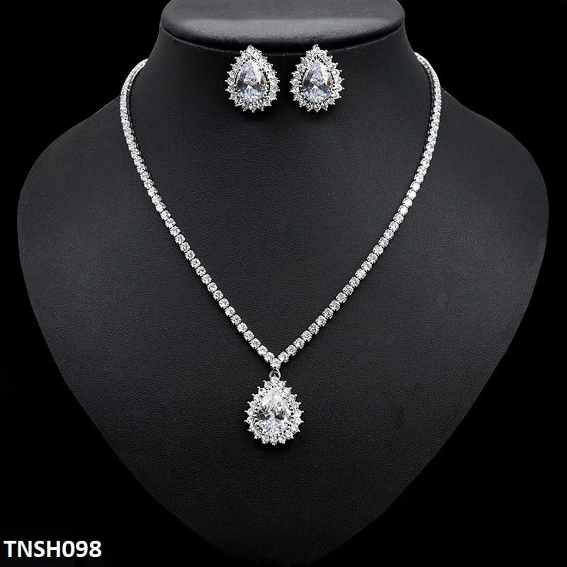 TNSH098 DNG Square Tear Necklace Set