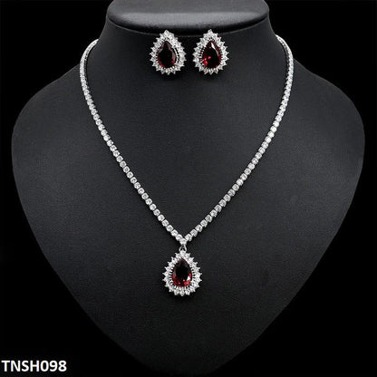 TNSH098 DNG Square Tear Necklace Set