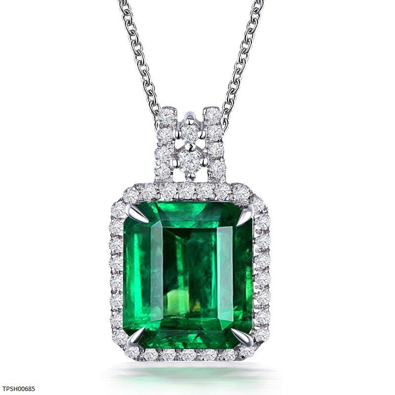 TPSH00685 GWH Emerald Rectangle Stone Pendant - TPSH