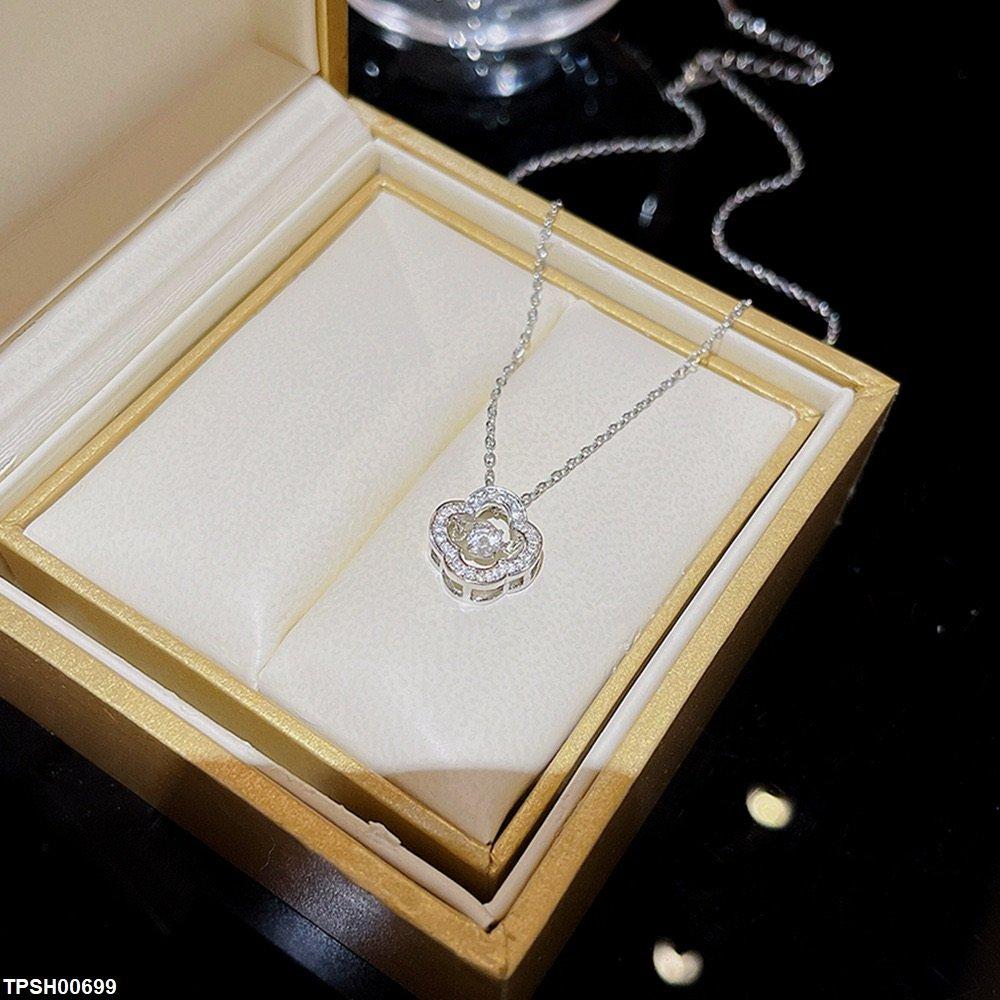 TPSH00699 DDJ Round Clover Stone Pendant With Chain - TPSH