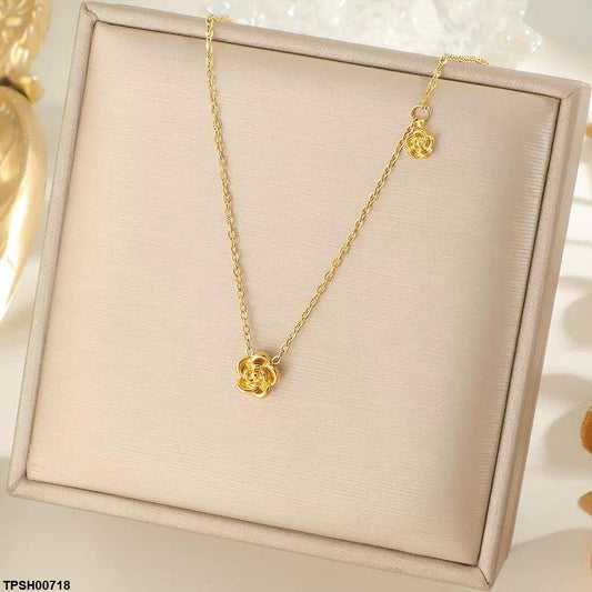 TPSH00718 DGF  Stainless Steel Double Flower Pendant - TPSH