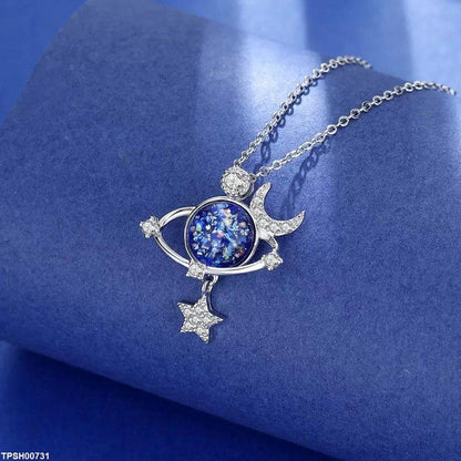 TPSH00731 JJF Moon Star Drop Pendant With Chain - TPSH