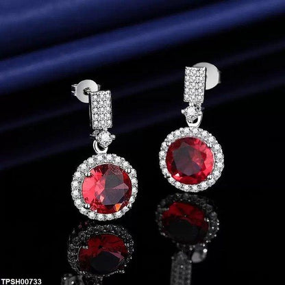 TPSH00733 JJF Round Crystal Pendent Set - TPSH