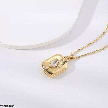 TPSH00736 WKO Stainless-Steel Oval Pendant With  Chain - TPSH