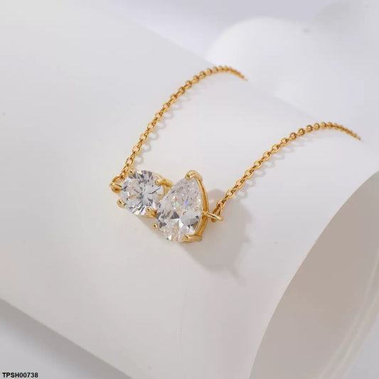 TPSH00738 WKO Round/Tear Pendant With Chain - TPSH