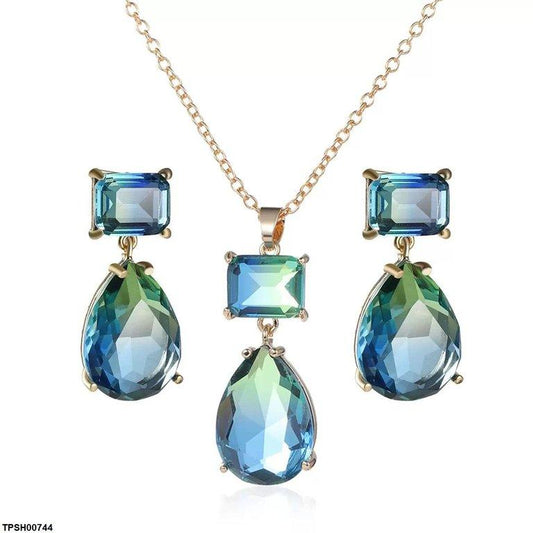TPSH00744 YLE Square/Tear Drop Pendant Set - TPSH