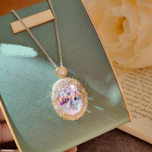 TPSH00843 GWH Oval ZIRCON Pendant With Chain - TPSH