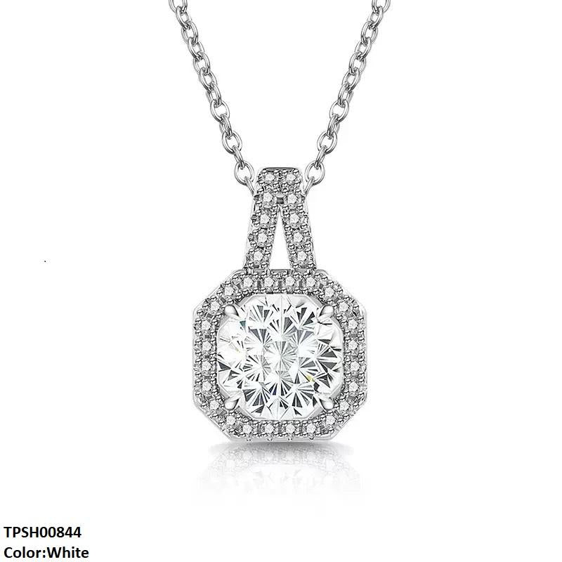 TPSH00844 BLX Square/Round ZIRCON Stone Pendant - TPSH