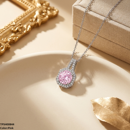 TPSH00844 BLX Square/Round ZIRCON Stone Pendant - TPSH