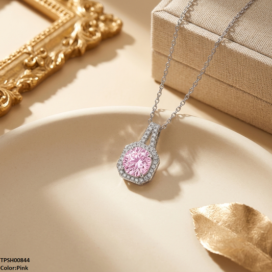 TPSH00844 BLX Square/Round ZIRCON Stone Pendant - TPSH