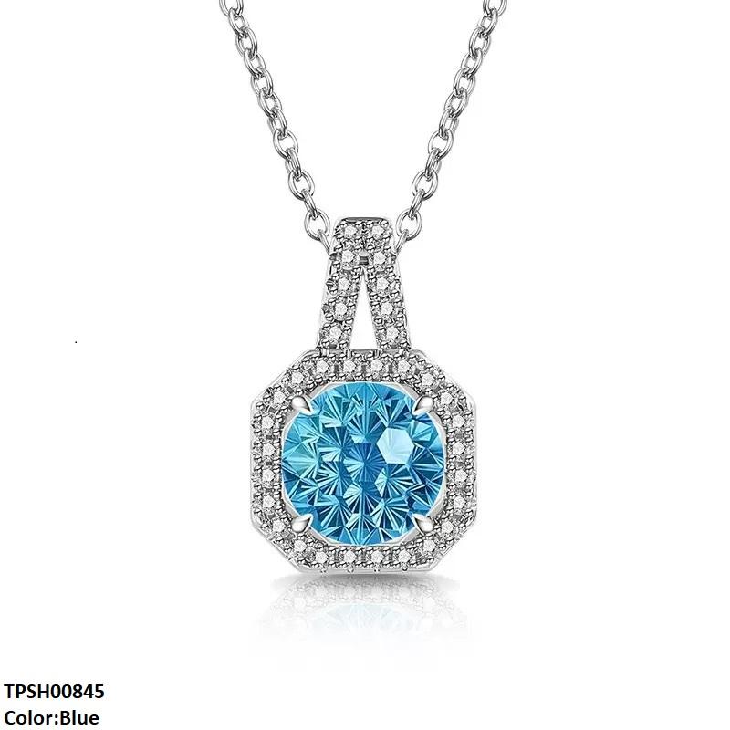 TPSH00845 BLX Square/Round ZIRCON Stone Pendant - TPSH