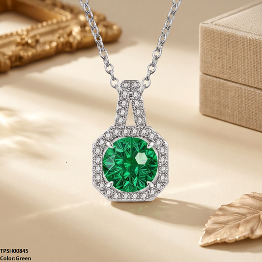 TPSH00845 BLX Square/Round ZIRCON Stone Pendant - TPSH