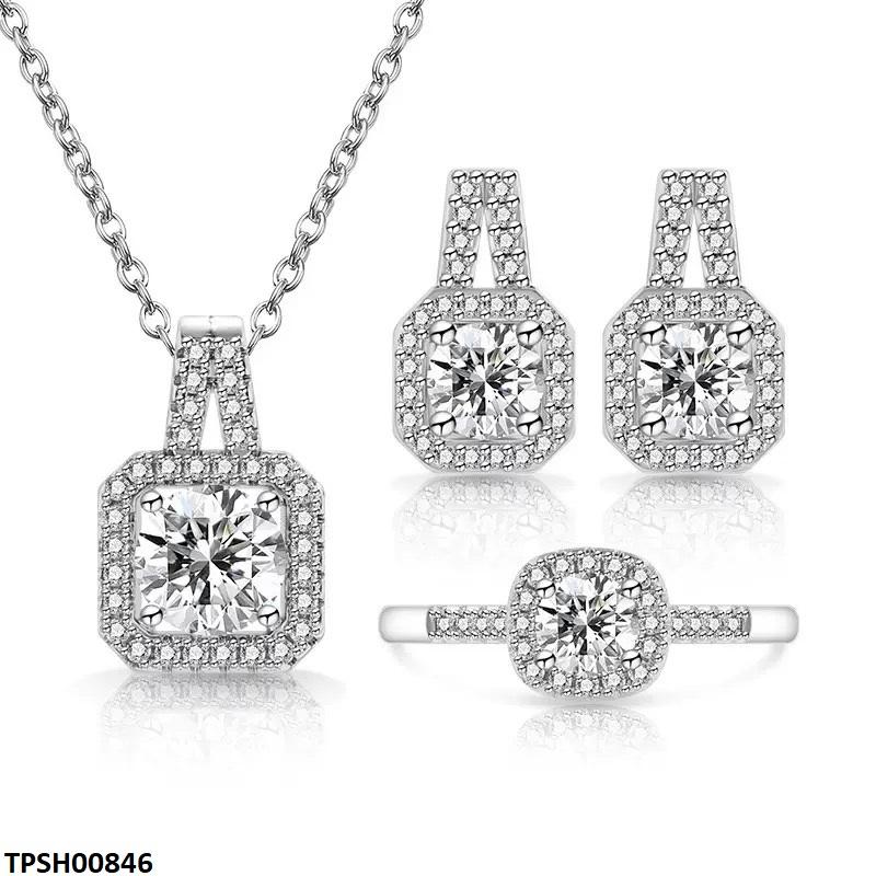 TPSH00846 BLX Square ZIRCON Stone Pendant Set - TPSH