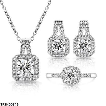 TPSH00846 BLX Square ZIRCON Stone Pendant Set - TPSH
