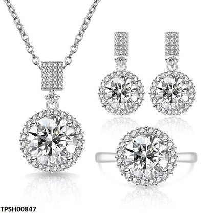 TPSH00847 BLX Round Stone Drop ZIRCON Pendant Set - TPSH