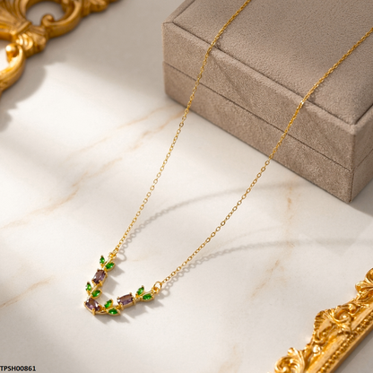 TPSH00861 MSJ Tulip Leaf Stone Pendant With Chain - TPSH