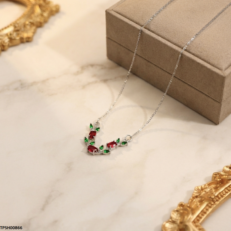 TPSH00866 MSJ  Tulip Leaf  Stone Pendant With Chain - TPSH