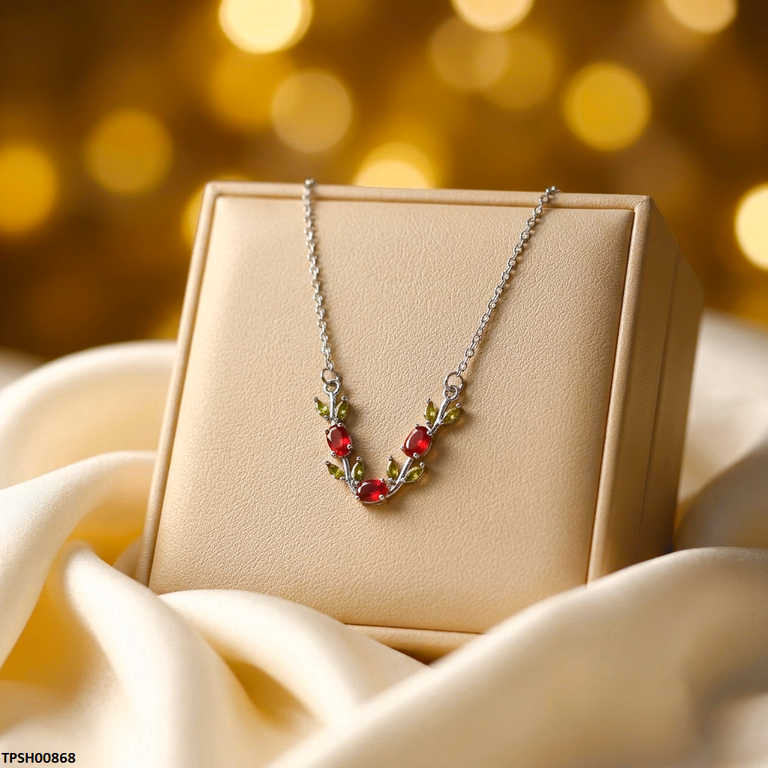 TPSH00868  MSJ Tulip Leaf Stone Pendant With Chain - TPSH
