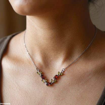 TPSH00868  MSJ Tulip Leaf Stone Pendant With Chain - TPSH